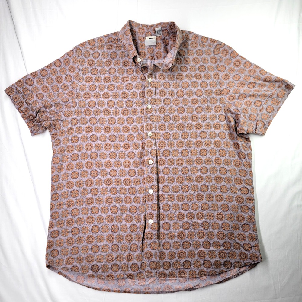 Kennington Ltd. Shirt Men XXL Button Up Short Sleeve Geometric Dots